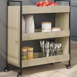 vidaXL Keukentrolley 70x30x82 cm bewerkt hout sonoma eikenkleurig