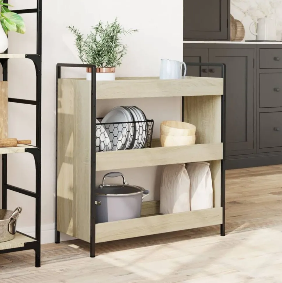 vidaXL Keukentrolley 70x30x82 cm bewerkt hout sonoma eikenkleurig