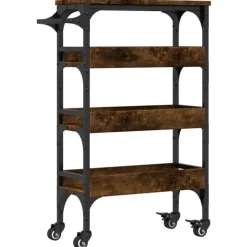 vidaXL Keukentrolley 53x20x76 cm bewerkt hout gerookt eikenkleurig
