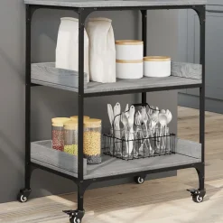 vidaXL Keukentrolley 60x41x80,5 cm bewerkt hout grijs sonoma eiken