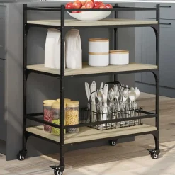 vidaXL Keukentrolley 65x40x86,5 cm bewerkt hout sonoma eikenkleurig