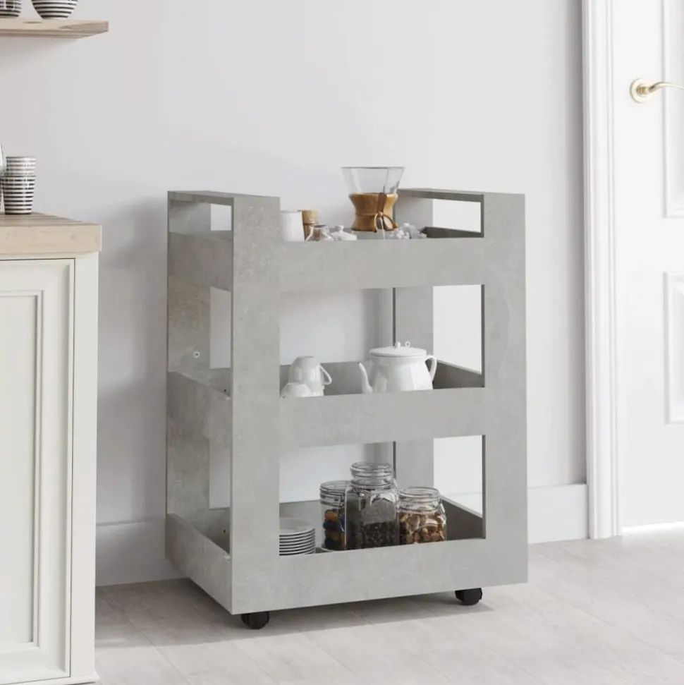 vidaXL Keukentrolley 60x45x80 cm bewerkt hout betongrijs