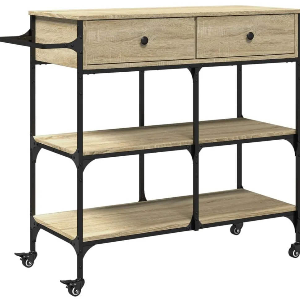 vidaXL Keukentrolley 105x42x95 cm bewerkt hout sonoma eikenkleurig