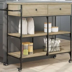 vidaXL Keukentrolley 105x42x95 cm bewerkt hout sonoma eikenkleurig