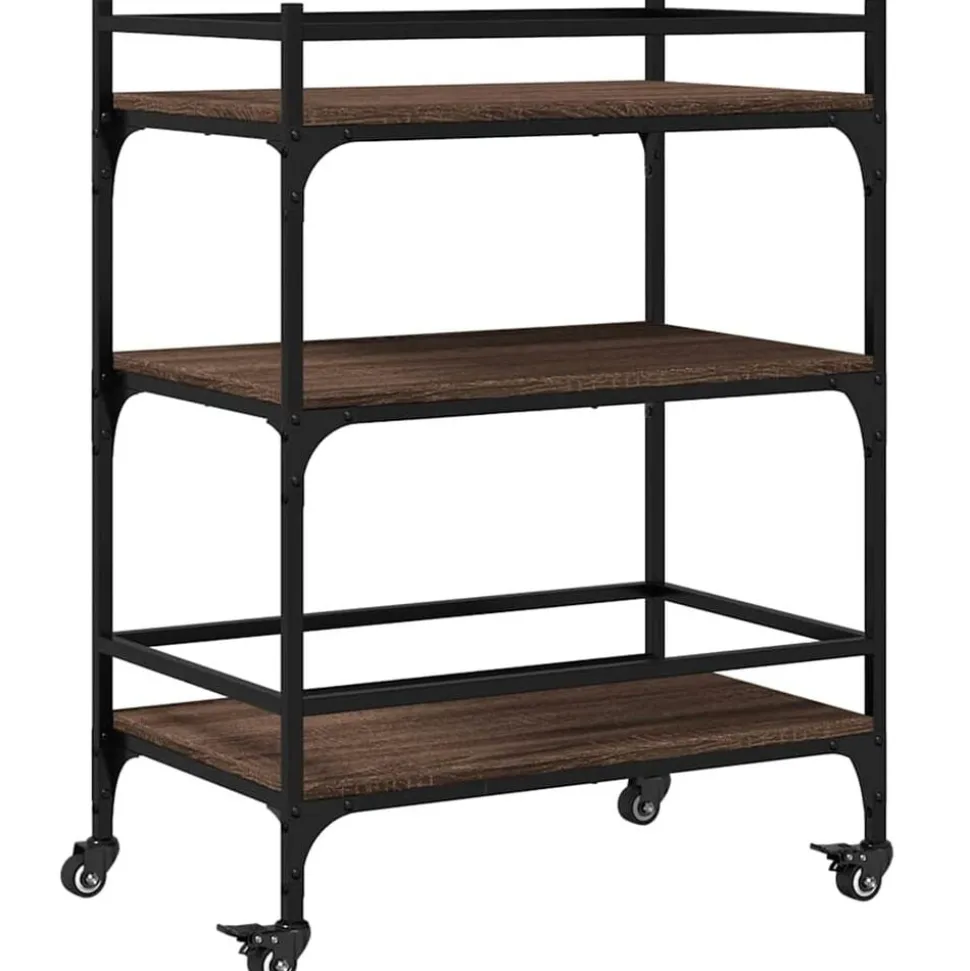 vidaXL Keukentrolley 65x40x86,5 cm bewerkt hout bruin eikenkleurig