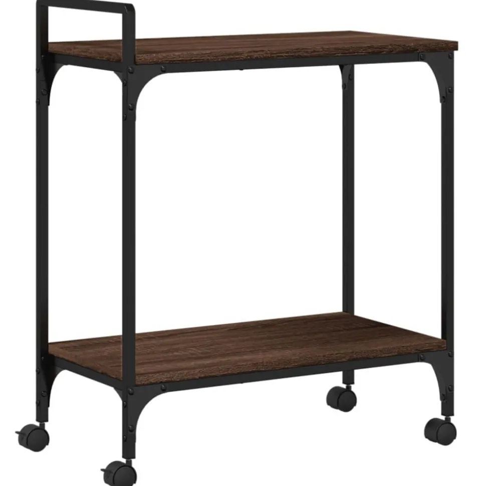 vidaXL Keukentrolley 60,5x31x72,5 cm bewerkt hout bruin eikenkleurig