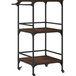 vidaXL Keukentrolley 60,5x50x105 cm bewerkt hout bruin eiken