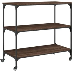 vidaXL Keukentrolley 102x50x95 cm bewerkt hout bruin eikenkleurig
