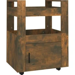 vidaXL Keukentrolley 60x45x80 cm bewerkt hout gerookt eikenkleurig