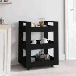 vidaXL Keukentrolley 60x45x80 cm bewerkt hout zwart