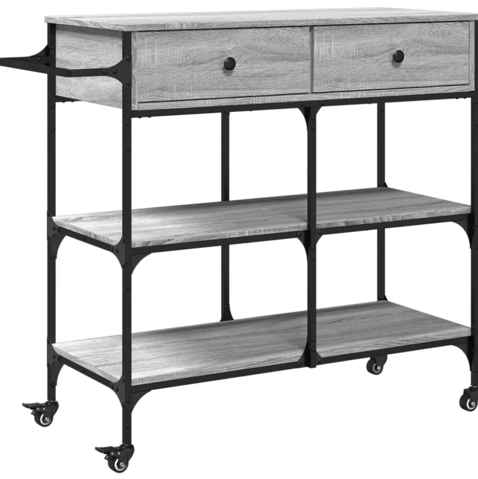 vidaXL Keukentrolley 105x42x95 cm bewerkt hout grijs sonoma eikenkleur