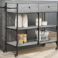 vidaXL Keukentrolley 105x42x95 cm bewerkt hout grijs sonoma eikenkleur