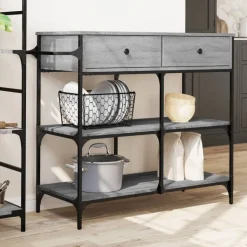 vidaXL Keukentrolley 105x42x95 cm bewerkt hout grijs sonoma eikenkleur