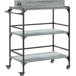 vidaXL Keukentrolley 81,5x41x92,5 cm bewerkt hout grijs sonoma eiken