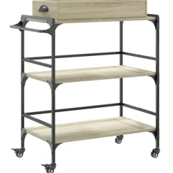 vidaXL Keukentrolley 81,5x41x92,5 cm bewerkt hout sonoma eikenkleurig