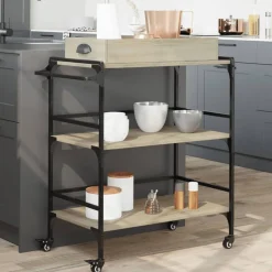 vidaXL Keukentrolley 81,5x41x92,5 cm bewerkt hout sonoma eikenkleurig
