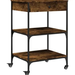 vidaXL Keukentrolley 60x48x89,5 cm bewerkt hout gerookt eikenkleurig