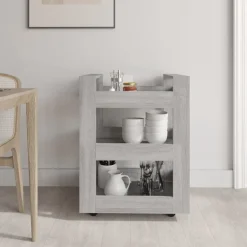 vidaXL Keukentrolley 60x45x80cm bewerkt hout grijs sonoma eikenkleurig