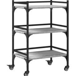vidaXL Keukentrolley 50x35x75,5cm bewerkt hout grijs sonoma eikenkleur