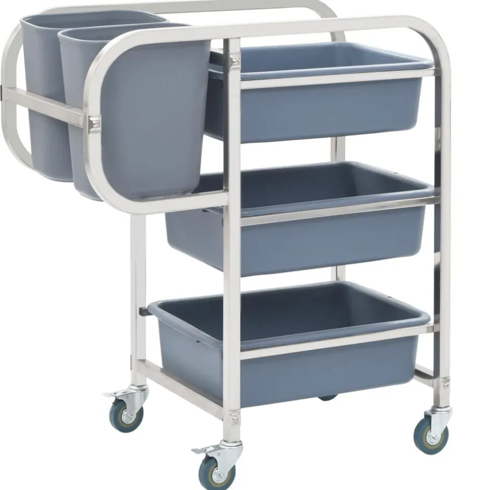 vidaXL Keukenwagen met kunststof containers 82x43,5x93 cm
