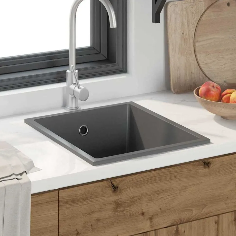 vidaXL Keukenwasbak Grijs 38 x 44 x 20 cm Graniet