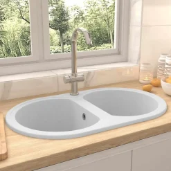 vidaXL Keukenwasbak Wit 78 x 47 x 20.5 cm Graniet