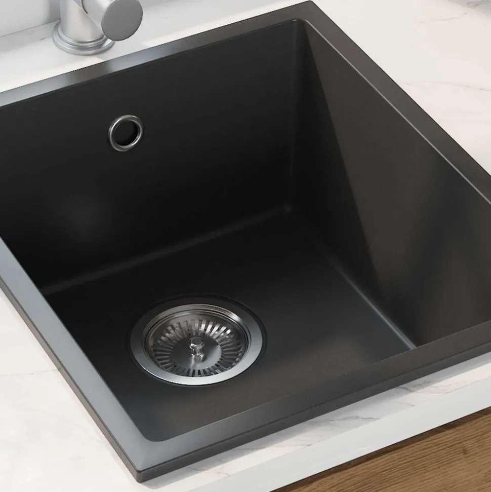 vidaXL Keukenwasbak Zwart 38 x 44 x 20 cm Graniet