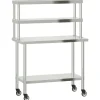 vidaXL Keukenwerktafel met bovenschap 110x55x150 cm roestvrij staal