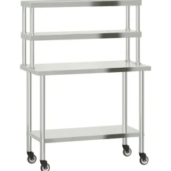 vidaXL Keukenwerktafel met bovenschap 110x55x150 cm roestvrij staal