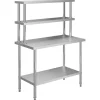 vidaXL Keukenwerktafel met bovenschap 120x60x150 cm roestvrij staal