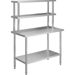 vidaXL Keukenwerktafel met bovenschap 120x60x150 cm roestvrij staal