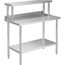 vidaXL Keukenwerktafel met bovenschap 120x60x120 cm roestvrij staal