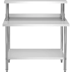 vidaXL Keukenwerktafel met bovenschap 120x60x120 cm roestvrij staal