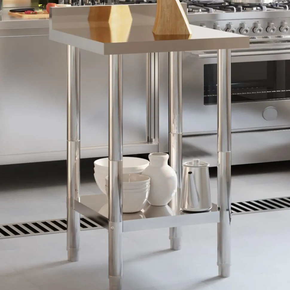 vidaXL Keukenwerktafel met spatscherm 55x55x93 cm roestvrij staal