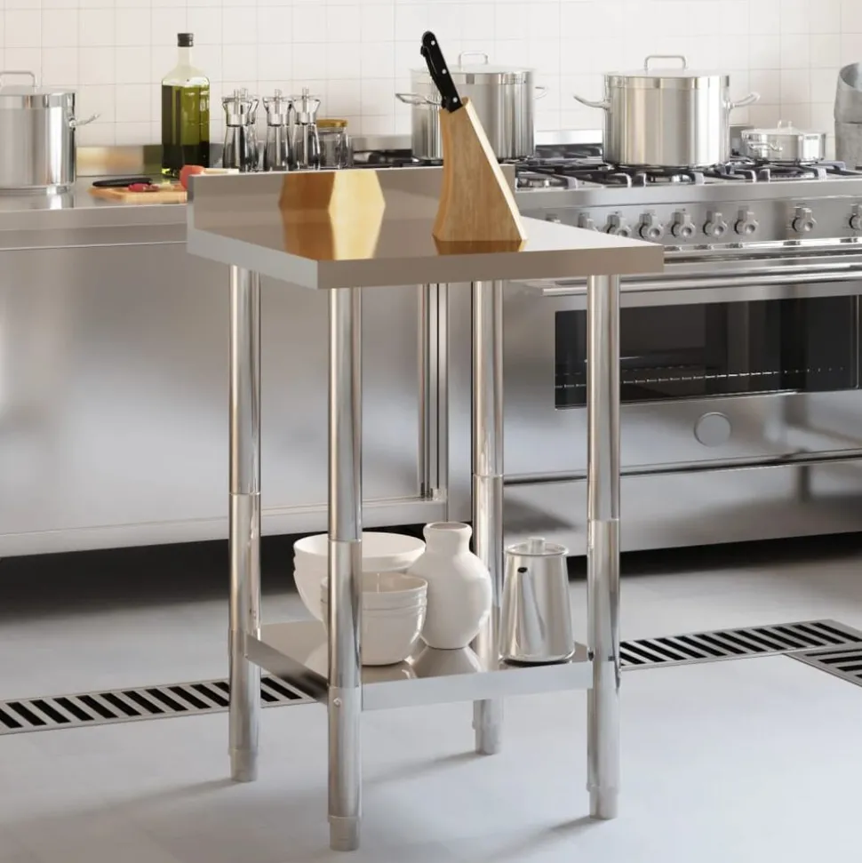 vidaXL Keukenwerktafel met spatscherm 55x55x93 cm roestvrij staal