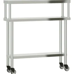 vidaXL Keukenwerktafel met bovenschap 110x30x120 cm roestvrij staal