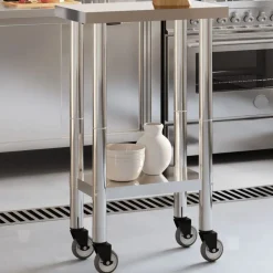 vidaXL Keukenwerktafel met wielen 55x30x85 cm roestvrij staal