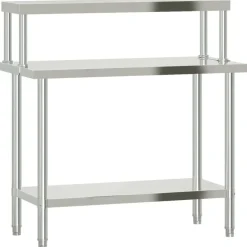 vidaXL Keukenwerktafel met bovenschap 110x55x120 cm roestvrij staal