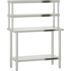 vidaXL Keukenwerktafel met bovenschap 110x55x150 cm roestvrij staal