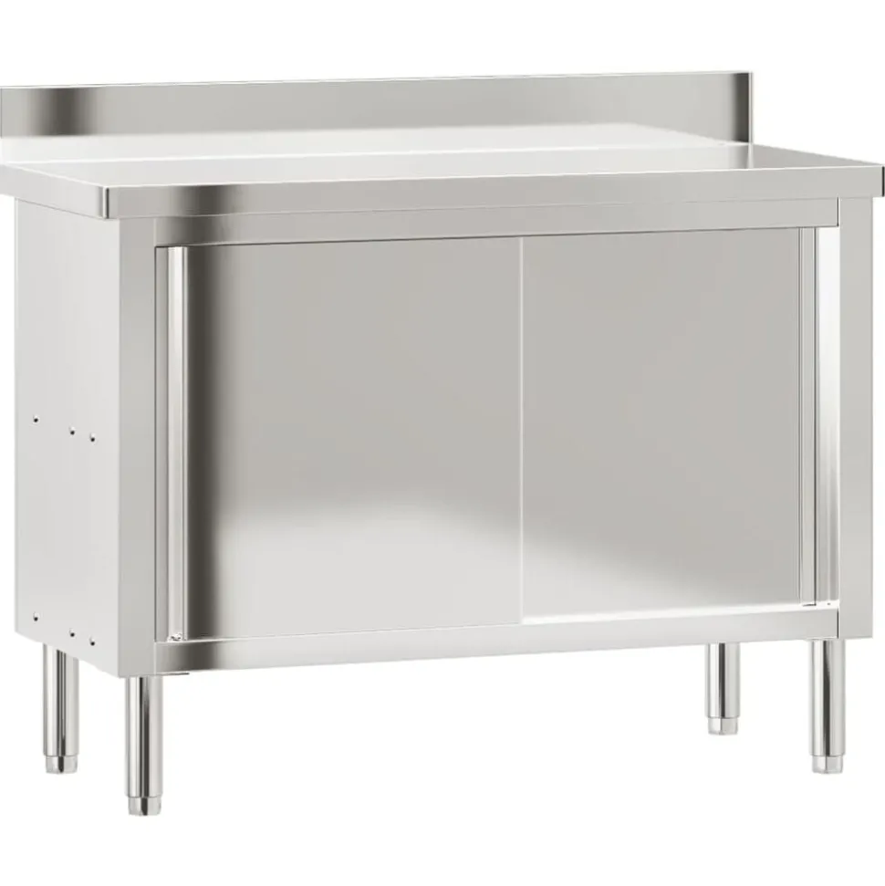 vidaXL Keukenwerktafel met schuifdeuren roestvrijstaal
