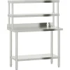 vidaXL Keukenwerktafel met bovenschap 110x55x150 cm roestvrij staal