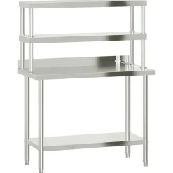 vidaXL Keukenwerktafel met bovenschap 110x55x150 cm roestvrij staal