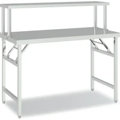 vidaXL Keukenwerktafel met bovenschap 120x60x115 cm roestvrij staal