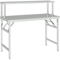 vidaXL Keukenwerktafel met bovenschap 120x60x115 cm roestvrij staal