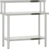 vidaXL Keukenwerktafel met bovenschap 110x55x120 cm roestvrij staal