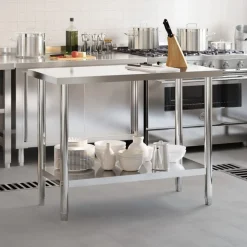 vidaXL Keukenwerktafel 110x55x85 cm roestvrij staal