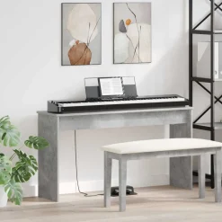 vidaXL Keyboardstand Beton Grijs 120 x 32 x 64 cm Bewerkt hout