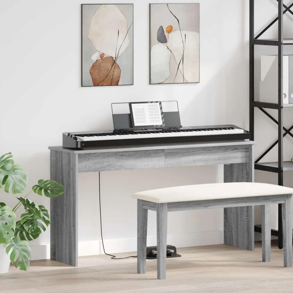vidaXL Keyboardstand Grijs Sonoma 120 x 32 x 64 cm Bewerkt hout