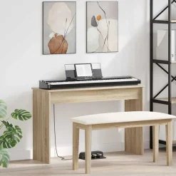 vidaXL Keyboardstand Sonoma Eiken 100 x 32 x 64 cm Bewerkt hout