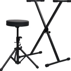 vidaXL Keyboardstandaard en -kruk zwart